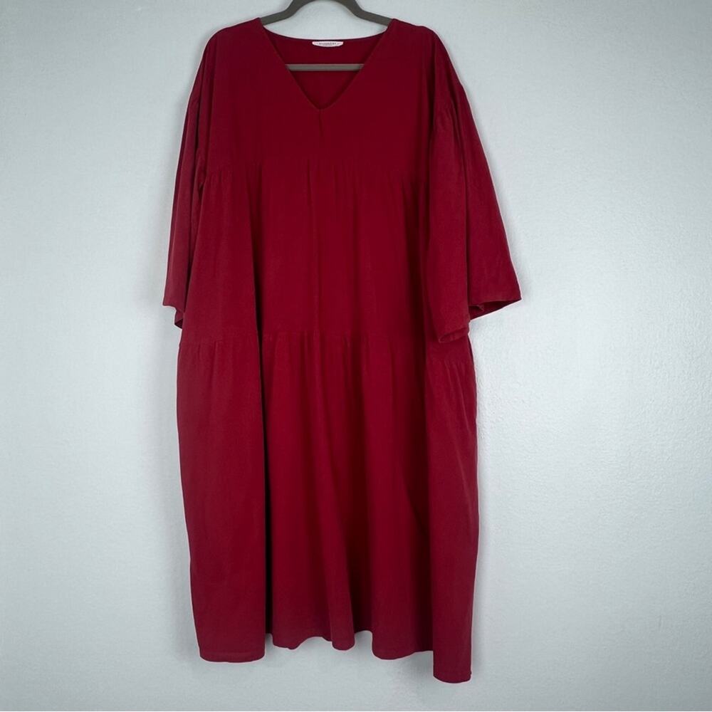 Beaumont Organic | Red Tiered Dress 100% Cotton Summer L